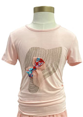 Hat with Ribbon Design Pink T-Shirt