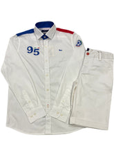 White Team Sport' Embroidery Top and Shorts Set