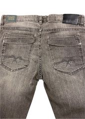 Gray Pink Plain Linen and Washed-Off Jeans Top and Trouser Set