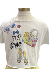 White Yellow Multi Jalis Stick Skirt Set