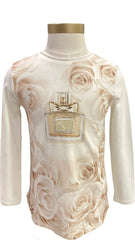 White Beige Roses & Perfume Long Sleeve T-Shirt
