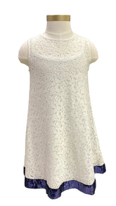 White Blue Narir Lace Sequined Dress