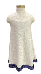 White Blue Narir Lace Sequined Dress