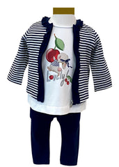 Lovely Bunny Top and Leggings with Cardigan Set