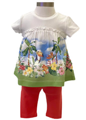 Floral Toucan Print Top and Leggings Set