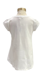 White Multi Gioiello Flare Long Back Short Sleeve T-Shirt