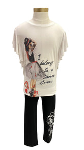 White Black Red Crew Abigail Set Leggings Set