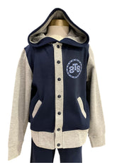 Navy Blue Gray Studs and Sneakers Jacket