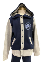 Navy Blue Gray Studs and Sneakers Jacket