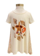 Ivory Beige Orange Purple Starfish and Sea Shells on Summer Short Sleeve T-Shirt