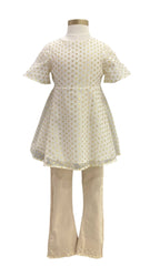 Gold Polka A-cut Cold Shoulder Top and Trouser Set