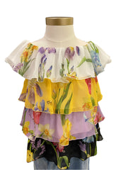 Floral Layered Off Shoulder Top and Trouser Set