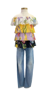 Floral Layered Off Shoulder Top and Trouser Set