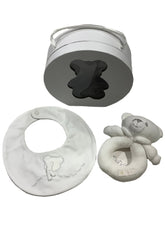Bear Bib and Rattle Doudou Set