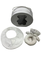 Bear Bib and Rattle Doudou Set