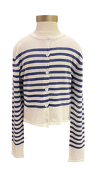White Blue Juiette Striped Cardigan