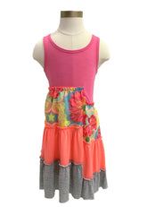 Gray Orange Pink Soft Dress