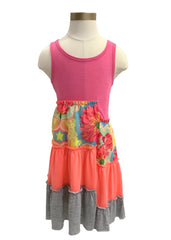 Gray Orange Pink Soft Dress