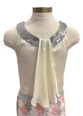 White-Silver Sequins Blouse