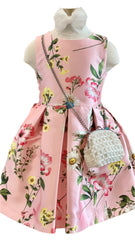 Pink Silky Floral Dress Set