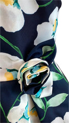 Navy White Floral Sleeveless Dress Set