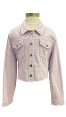 Purple Embellished Rhinestone in Collar Jacket