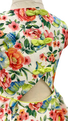 Orange Green Floral Print Dress Set