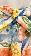 Peach Blue Floral Dress Set
