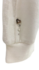 Gray  White Pearl Heart Top and Trouser Set