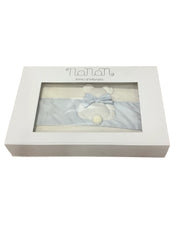 White Blue Bear and Bow 3 Piece Linen Sheets 120x170