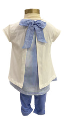 Embroidered Blue Flower Top and Leggings Set