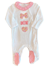 Bow Candy Heart Embroidered Romper