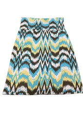 Multi-Color Wave Patterned Pencil Skirt