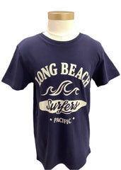 Navy Blue Long Beach Surfers Short Sleeve T-Shirt