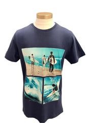 Navy Blue On Wave Surfer Short Sleeve T-Shirt