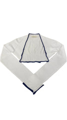 White Navy Blue Carel Knitted Cropped Cardigan