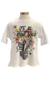 All About Style Printed Long Back Short Sleeve T-Shirt