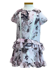 Roberto Cavallo Pink Black Silky Flounce Dress