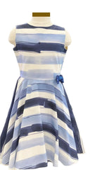 Svolta Blue White Stripe with Bow Dress