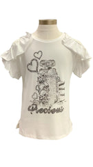 Blue Gray White Precious Print with Jacket Top and Trouser Set