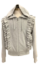 Blue Gray White Precious Print with Jacket Top and Trouser Set