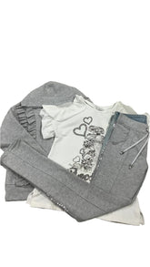 Blue Gray White Precious Print with Jacket Top and Trouser Set