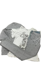 Blue Gray White Precious Print with Jacket Top and Trouser Set