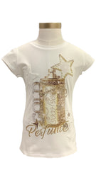 White Gold Coco Cola Print Top and Trouser Set