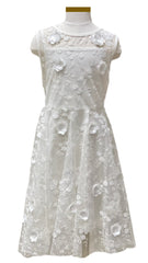 All Over Floral Applique White Dress