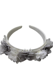 Gray White Floral Hairband