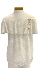 Beige White Oleandra Ema Set Top and Trouser Set