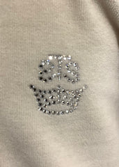 Beige Velour Kitty Print Hoodie Jacket