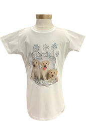 White Blue Brown Triplet Puppy Short Sleeve T-Shirt