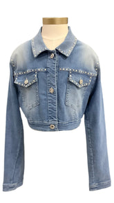 Pearl and Rhinestone Denim Blue Jacket